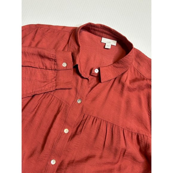 J.‎ Jill Rust Long Sleeve Button Down Shirt Dress Tunic Womens Large - Picture 1 of 10